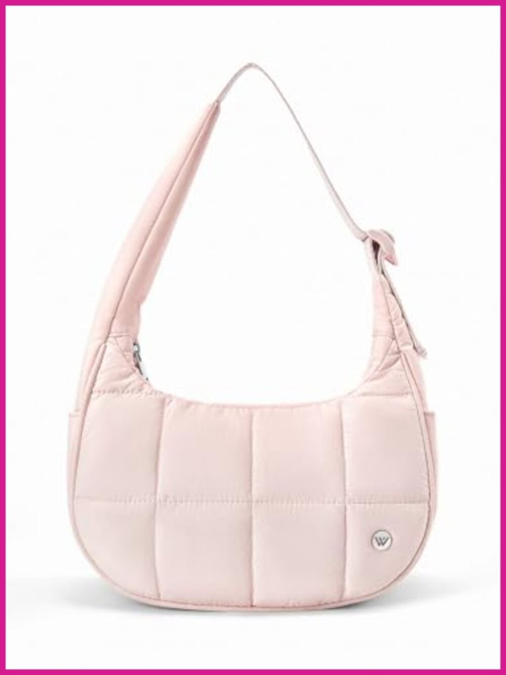 Small Puffer Crescent Bag Nylon Shoulder Bag for Women
